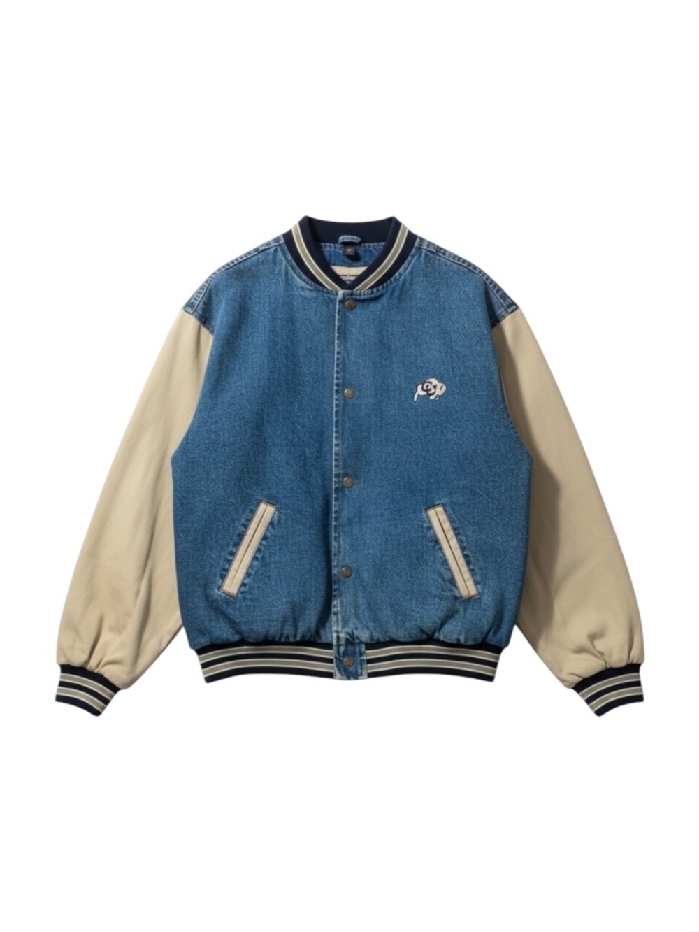 Vintage 90s Denim Bomber‎ Jacket Quilt Lined Men’s Large